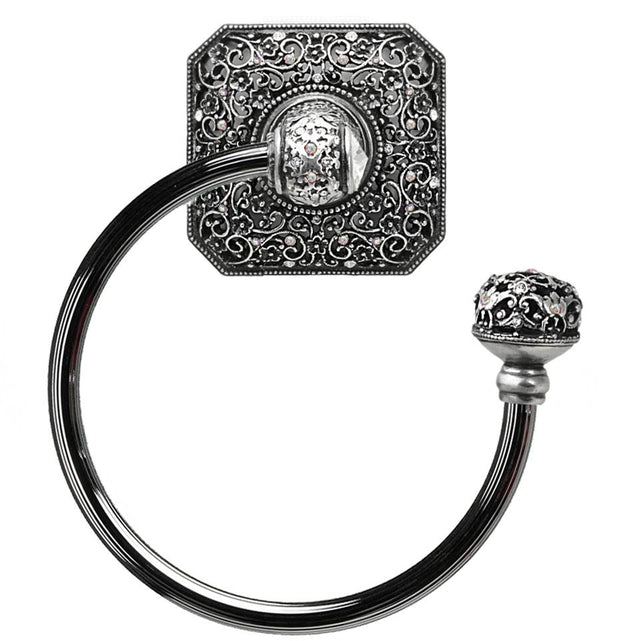 Carpe Diem Hardware - Juliane Grace Swing Towel Reeded Ring Right With 131 Swarovski Clear and Aurore Boreale Crystals - Chalice