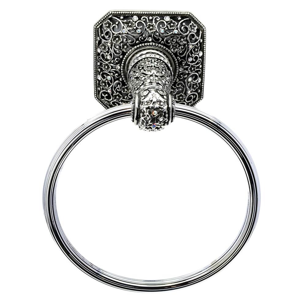 Carpe Diem Hardware - Juliane Grace Full Swing Towel Reeded Ring With Swarovski Clear and Aurore Boreale Crystals - Chalice