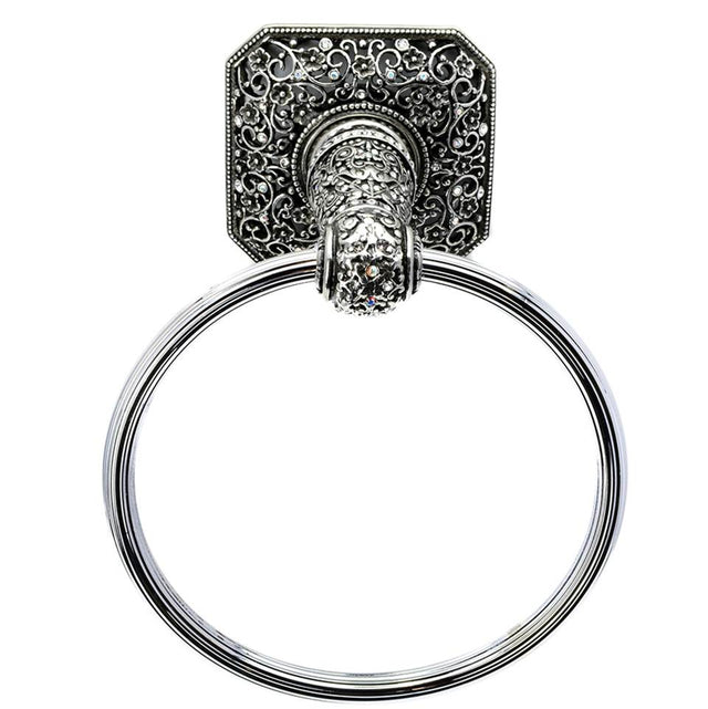 Carpe Diem Hardware - Juliane Grace Full Swing Towel Reeded Ring With Swarovski Clear and Aurore Boreale Crystals - Chalice