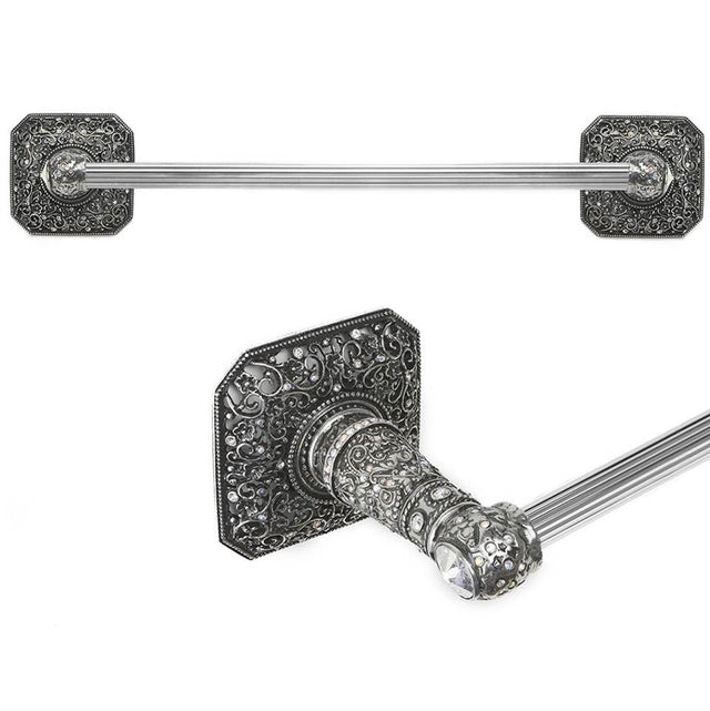 Carpe Diem Hardware - Juliane Grace 24'' O.C. (Approximately) Towel Bar With 213 Swarovski Clear and Aurore Boreale Crystals With 5/8'' Reeded Center - Chalice