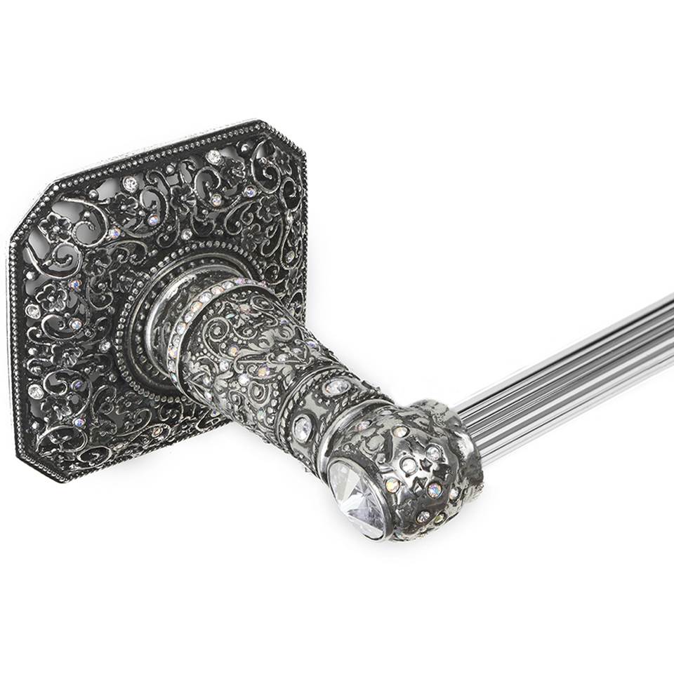 Juliane Grace 24'' O.C. (Approximately) Towel Bar With 213 Swarovski Clear and Aurore Boreale Crystals With 5/8'' Reeded Center