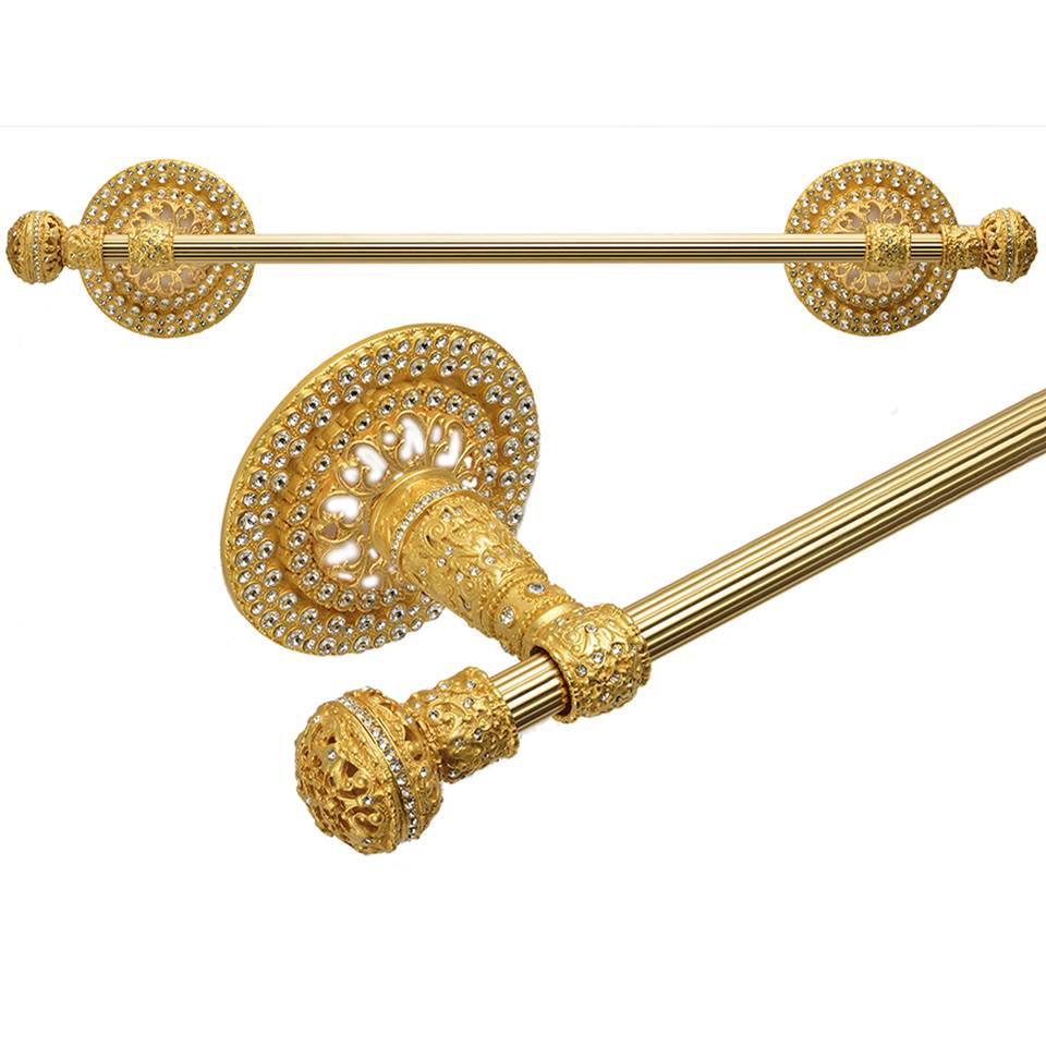 Carpe Diem Hardware - Juliane Grace Ii 36'' O.C. (Approximately) Towel Bar With 417 Swarovski Clear Crystals With 5/8'' Reeded Center - Gilded Mercury