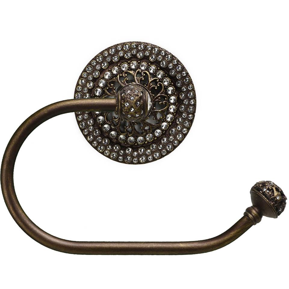 Carpe Diem Hardware - Juliane Grace Ii Swing Tissue Smooth Ring Right With 225 Swarovski Clear Crystals - Antique Brass