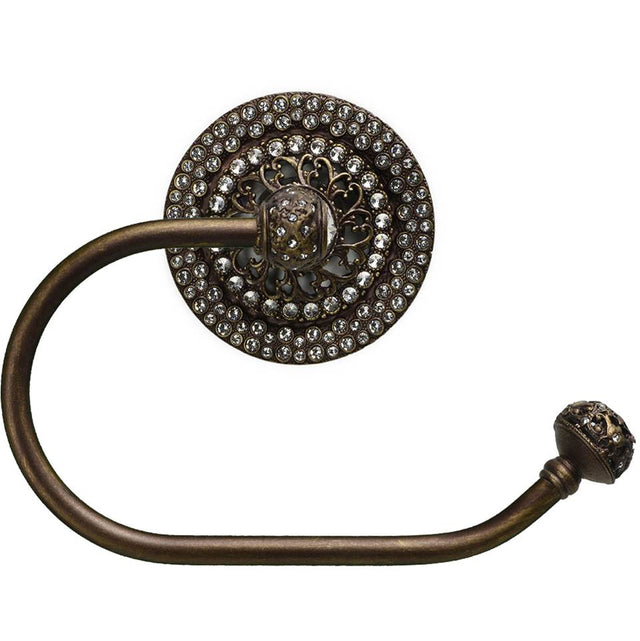 Carpe Diem Hardware - Juliane Grace Ii Swing Tissue Smooth Ring Right With 225 Swarovski Clear Crystals - Antique Brass