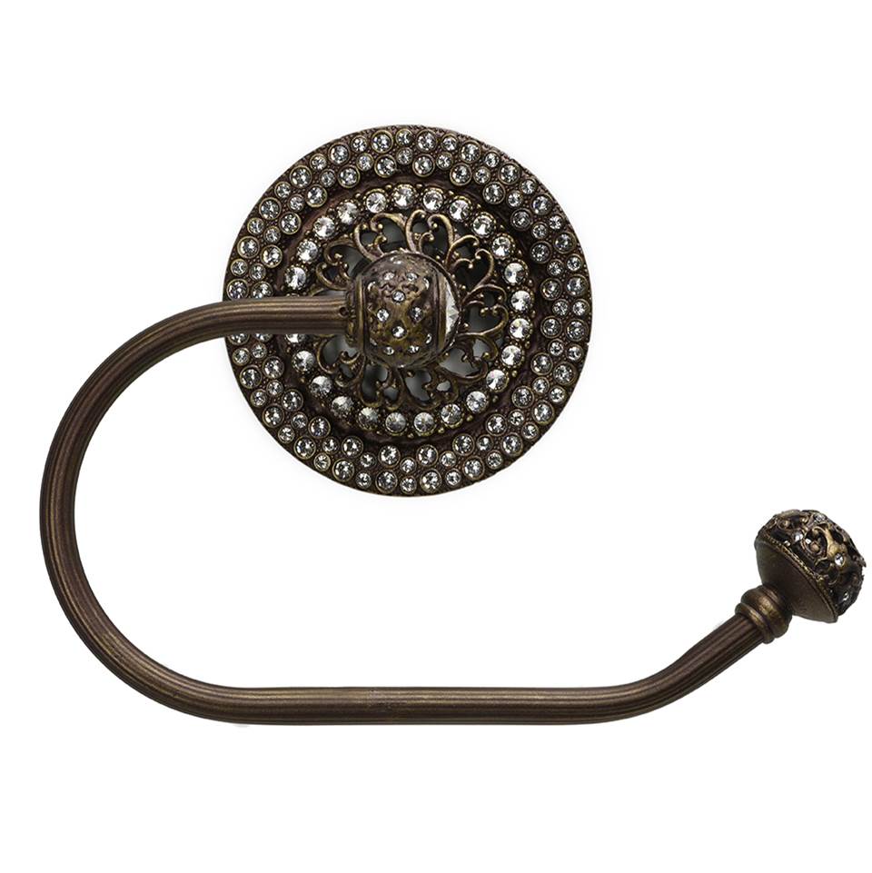 Carpe Diem Hardware - Juliane Grace Ii Swing Tissue Reeded Ring Right w/ 225 Swarovski Crystals - Antique Brass