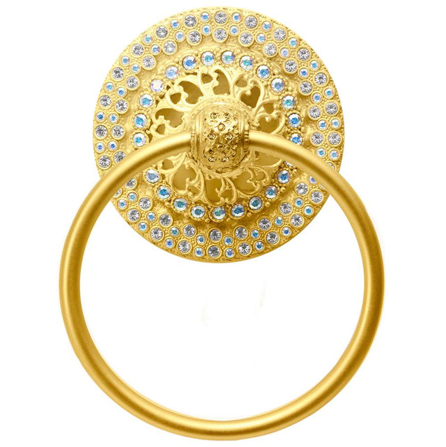 Carpe Diem Hardware - Juliane Grace Ii Full Swing Towel Smooth Ring With Swarovski Clear and Aurore Boreale Crystals - Gilded Mercury