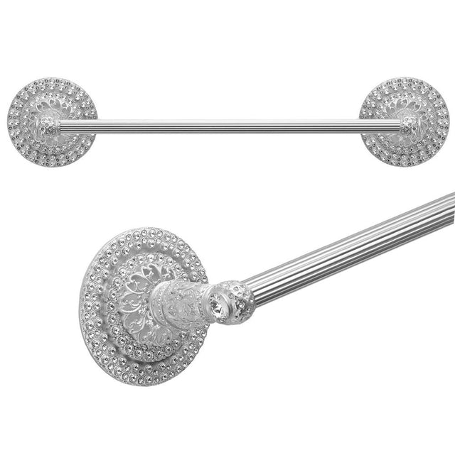 Carpe Diem Hardware - Juliane Grace 32'' O.C. (Approximately) Towel Bar With Swarovski Clear Crystals With 5/8'' Reeded Center - Platinum