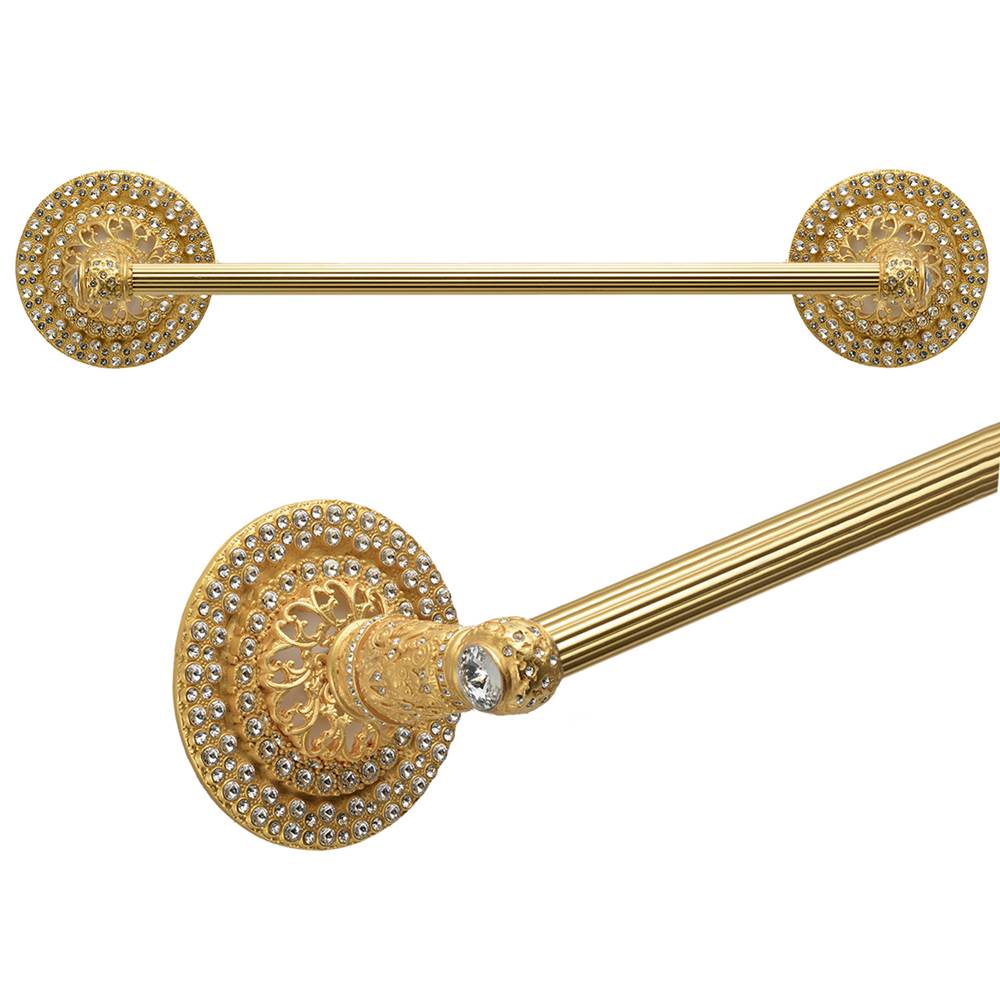 Carpe Diem Hardware - Juliane Grace 32'' O.C. (Approximately) Towel Bar With Swarovski Clear Crystals With 5/8'' Reeded Center - Gilded Mercury
