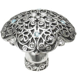 Carpe Diem Hardware - Monticello Large Round Knob With Clear and Aquamarine Swarovski Crystals In Chalice. - Chalice