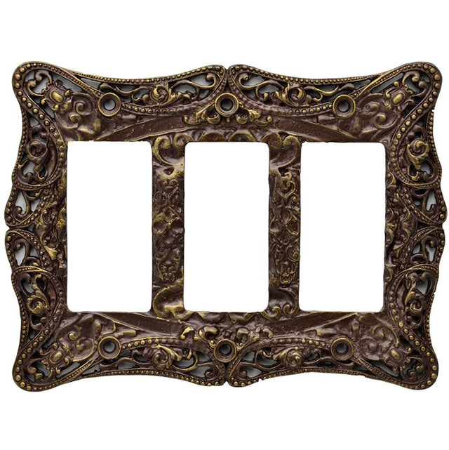 Carpe Diem Hardware - Acanthus Triple Rocker/Gfi Switchplate - Chalice