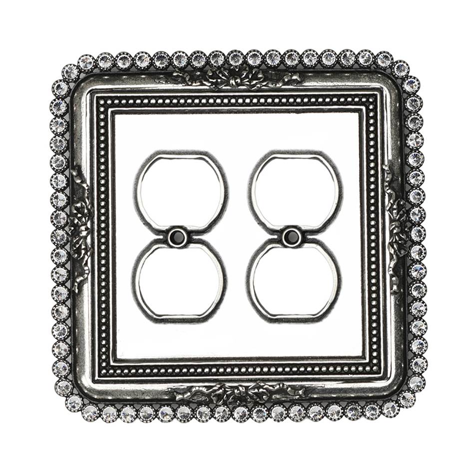 Carpe Diem Hardware - Carpe Diem 5107-9C Cache Chalice Double Duplex Outlet With 74 Swarovski Crystals - Chalice