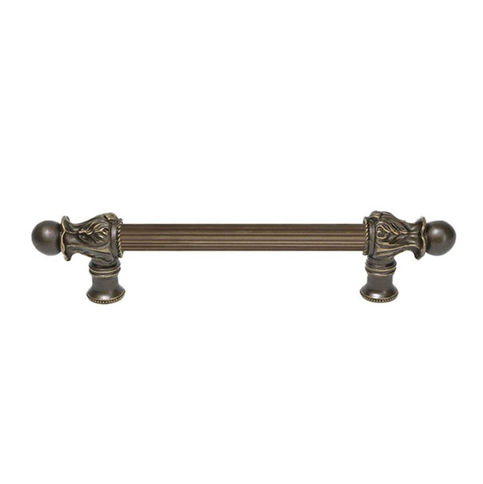 Carpe Diem Hardware - Acanthus 6'' O.C. (Approx.) With 5/8'' Reeded Center Long Pull Romanesque Style In Antique Brass. - Antique Brass
