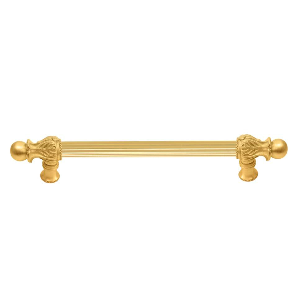 Carpe Diem Hardware - Acanthus 6'' O.C. (Approx.) With 5/8'' Reeded Center Long Pull Romanesque Style In Gilded Mercury. - Gilded Mercury