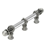 Carpe Diem Hardware - Acanthus 6'' O.C. (Approx.) With 5/8'' Smooth Center Long Pull Romanesque Style With Center Brace - Satin