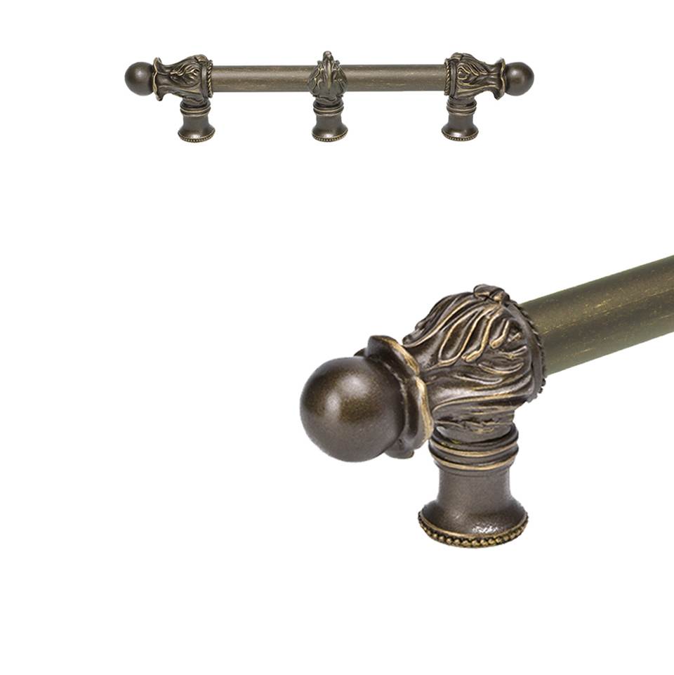 Carpe Diem Hardware - Acanthus 6'' O.C. (Approx.) With 5/8'' Smooth Center and Center Brace Long Pull Romanesque Style In Antique Brass. - Antique Brass