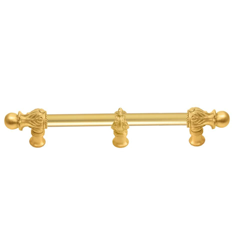 Carpe Diem Hardware - Acanthus 6'' O.C. (Approx.) With 5/8'' Smooth Center and Center Brace Long Pull Romanesque Style In Gilded Mercury. - Gilded Mercury