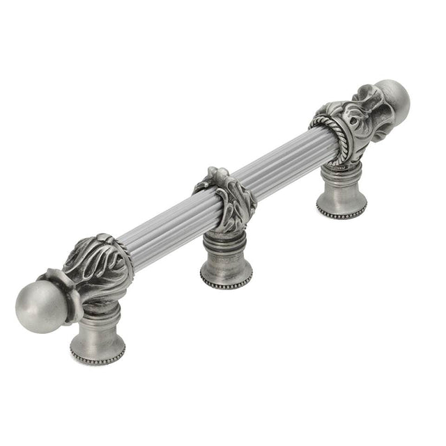Carpe Diem Hardware - Acanthus 6'' O.C. (Approx.) With 5/8'' Reeded Center Long Pull Romanesque Style With Center Brace - Satin