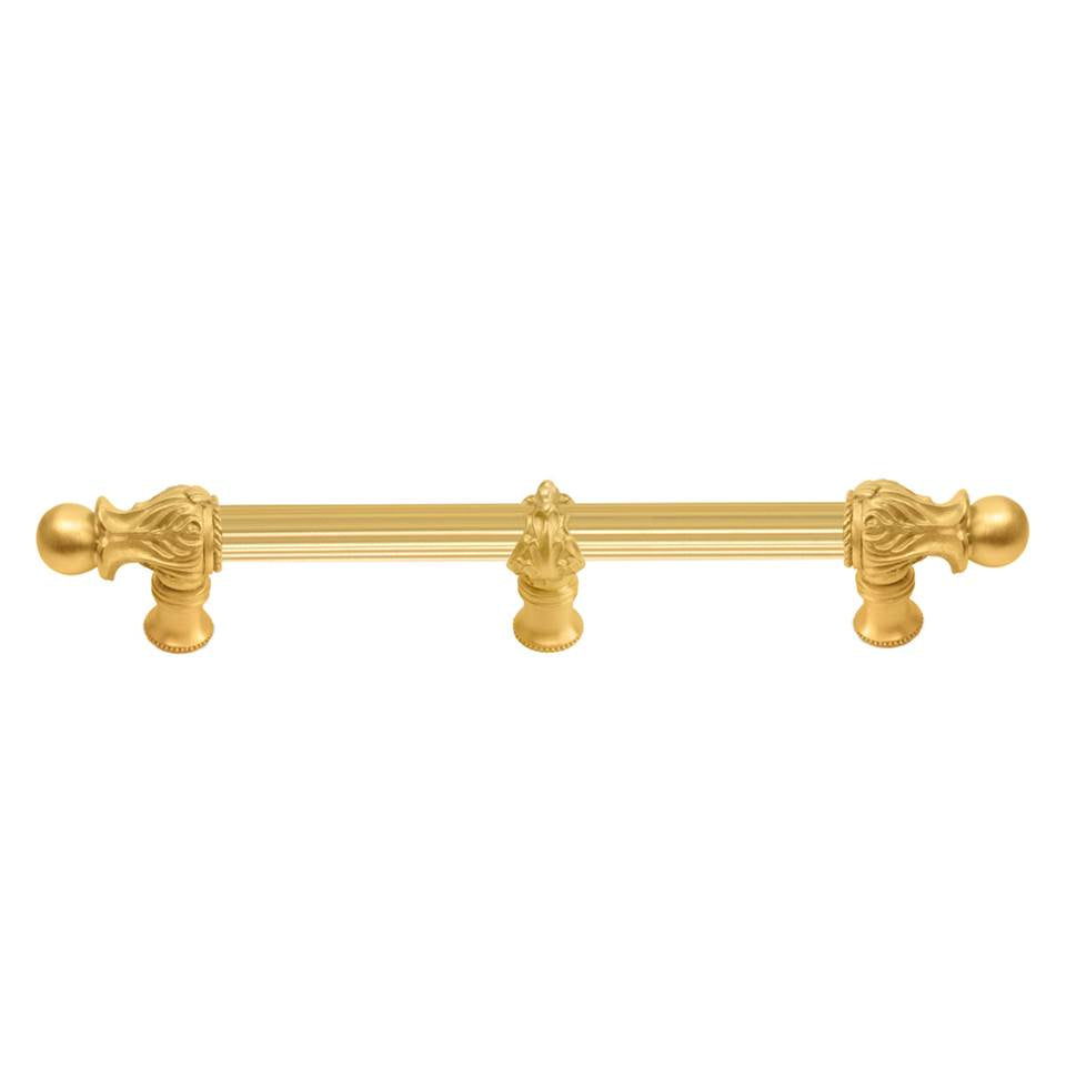 Carpe Diem Hardware - Acanthus 6'' O.C. (Approx.) With 5/8'' Reeded Center and Center Brace Long Pull Romanesque Style In Gilded Mercury. - Gilded Mercury