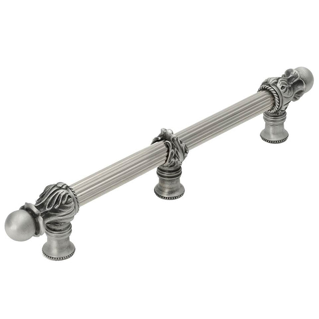 Carpe Diem Hardware - Acanthus 9'' O.C. (Approx.) With 5/8'' Reeded Center Long Pull Romanesque Style With Center Brace - Satin
