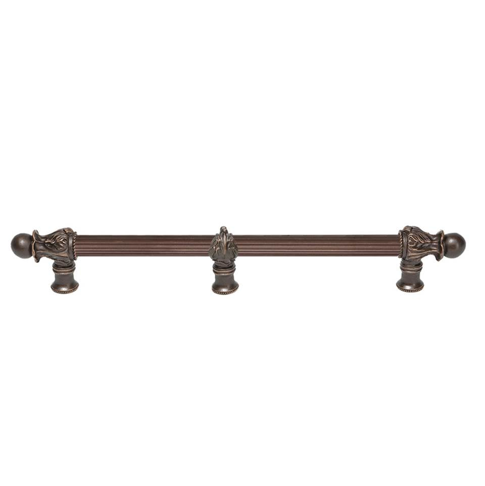 Carpe Diem Hardware - Acanthus 12'' O.C. (Approx.) With 5/8'' Reeded Center Long Pull Romanesque Style With Center Brace - Oil Rubbed Bronze