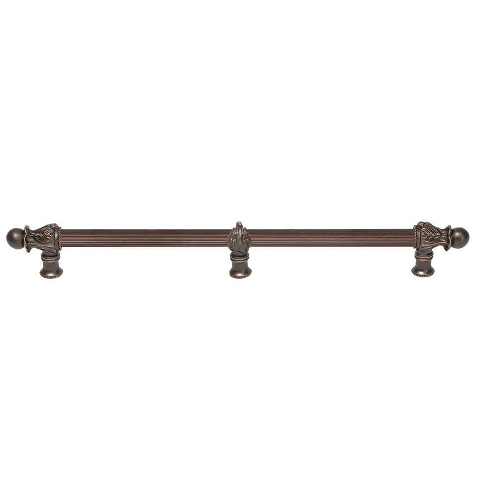 Carpe Diem Hardware - Acanthus 22'' O.C. (Approx.) With 5/8'' Reeded Center Long Pull Romanesque Style With Center Brace - Oil Rubbed Bronze