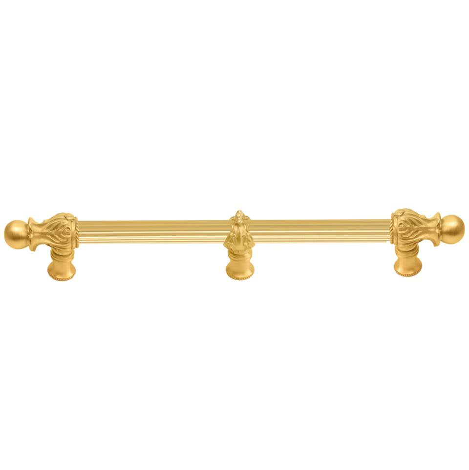 Carpe Diem Hardware - Acanthus 22'' O.C. (Approx.) With 5/8'' Reeded Center and Center Brace Long Pull Romanesque Style In Gilded Mercury. - Gilded Mercury