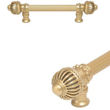 Carpe Diem Hardware - Cricket Cage 6'' O.C. (Approximately) With 5/8'' Reeded Center Long Pull Large Finial In Soft Gold. - Soft Gold