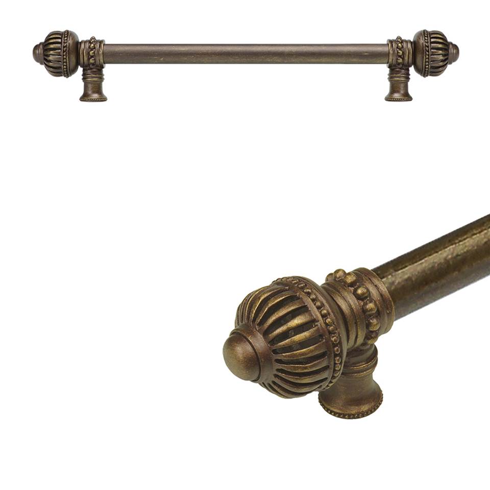 Carpe Diem Hardware - Cricket Cage 9'' O.C. (Approximately) With 5/8'' Smooth Center Long Pull Large Finial In Antique Brass. - Antique Brass