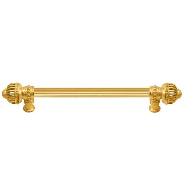 Carpe Diem Hardware - Cricket Cage 9'' O.C. (Approximately) With 5/8'' Reeded Center Long Pull Large Finial In Gilded Mercury. - Gilded Mercury