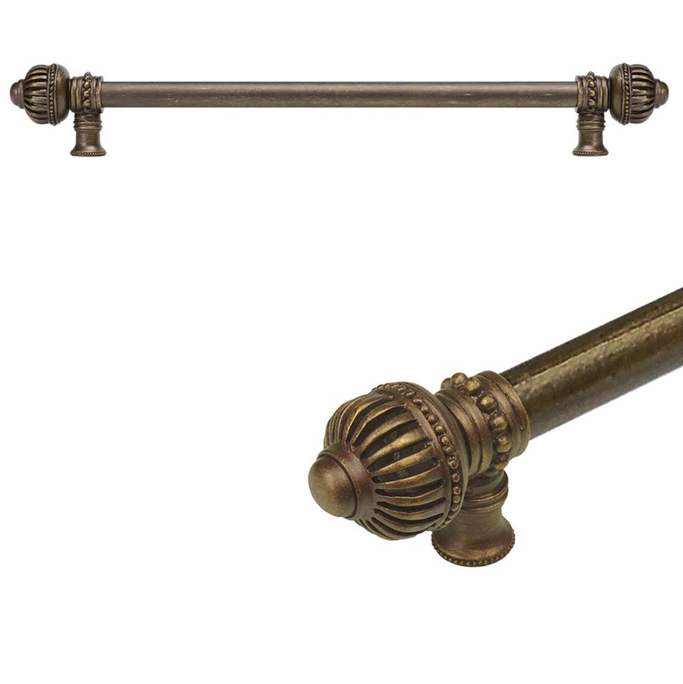 Carpe Diem Hardware - Cricket Cage 12'' O.C. (Approximately) With 5/8'' Smooth Center Long Pull Large Finial In Antique Brass. - Antique Brass