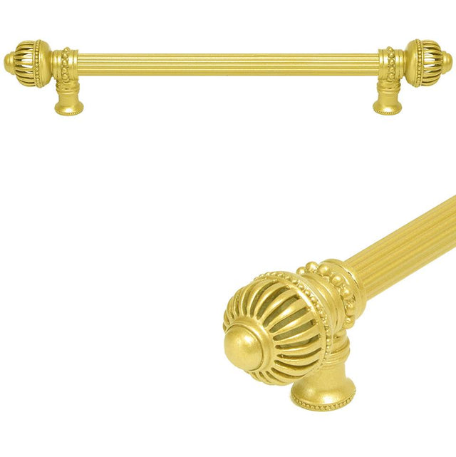 Carpe Diem Hardware - Cricket Cage 12'' O.C. Approx w/ 5/8'' Reeded Center Long Pull Large Finial - Antique Brass