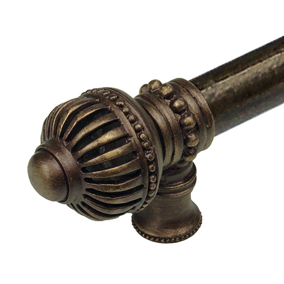 Cricket Cage 9'' O.C. (Approximately) With 5/8'' Smooth Center Long Pull and Center Brace Large Finial In Antique Brass.