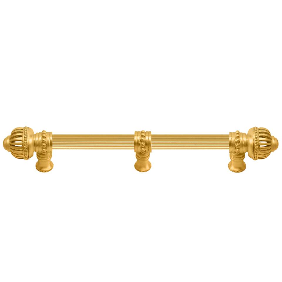 Carpe Diem Hardware - Cricket Cage 9'' O.C. (Approximately) With 5/8'' Reeded Center Long Pull and Center Brace Large Finial In Gilded Mercury. - Gilded Mercury