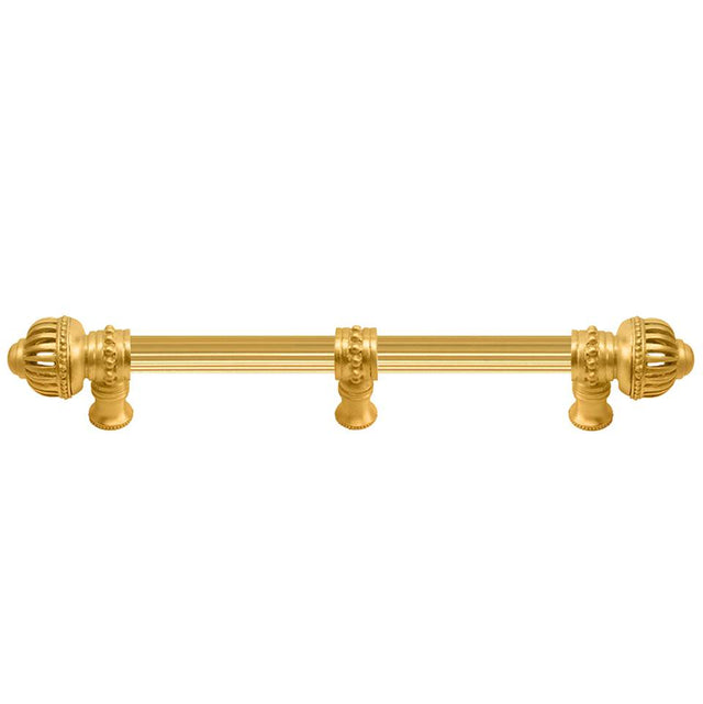 Carpe Diem Hardware - Cricket Cage 9'' O.C. (Approximately) With 5/8'' Reeded Center Long Pull and Center Brace Large Finial In Gilded Mercury. - Gilded Mercury