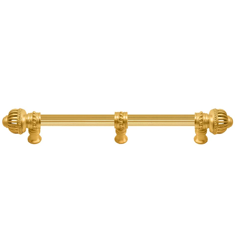 Carpe Diem Hardware - Cricket Cage 12'' O.C. (Approximately) With 5/8'' Reeded Center Long Pull and Center Brace Large Finial In Gilded Mercury. - Gilded Mercury
