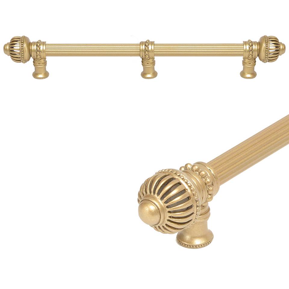 Carpe Diem Hardware - Cricket Cage 18'' O.C. (Approximately) With 5/8'' Reeded Center Long Pull and Center Brace Large Finial In Soft Gold. - Soft Gold