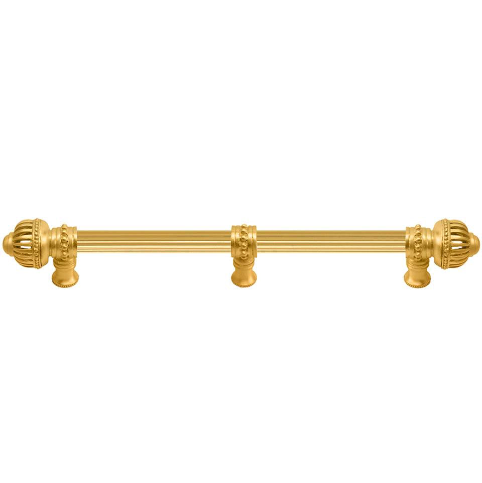 Carpe Diem Hardware - Cricket Cage 18'' O.C. (Approximately) With 5/8'' Reeded Center Long Pull and Center Brace Large Finial In Gilded Mercury. - Gilded Mercury