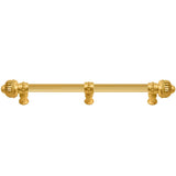 Carpe Diem Hardware - Cricket Cage 18'' O.C. (Approximately) With 5/8'' Reeded Center Long Pull and Center Brace Large Finial In Gilded Mercury. - Gilded Mercury