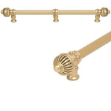 Carpe Diem Hardware - Cricket Cage 22'' O.C. (Approximately) With 5/8'' Reeded Center Long Pull and Center Brace Large Finial In Soft Gold. - Soft Gold
