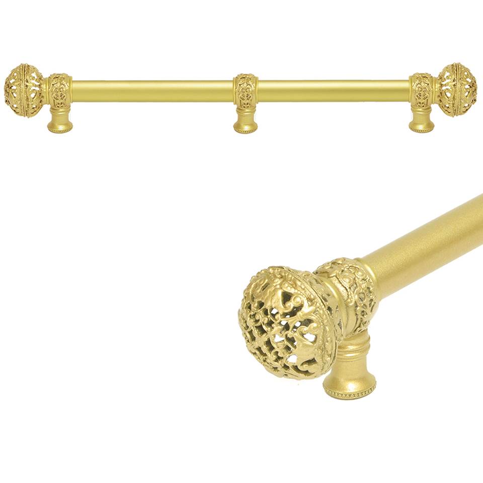 Carpe Diem Hardware - Juliane Grace 18'' O.C. Approx w/ 5/8'' Smooth Center Long Pull Large Finial w/ Center Brace - Gilded Mercury