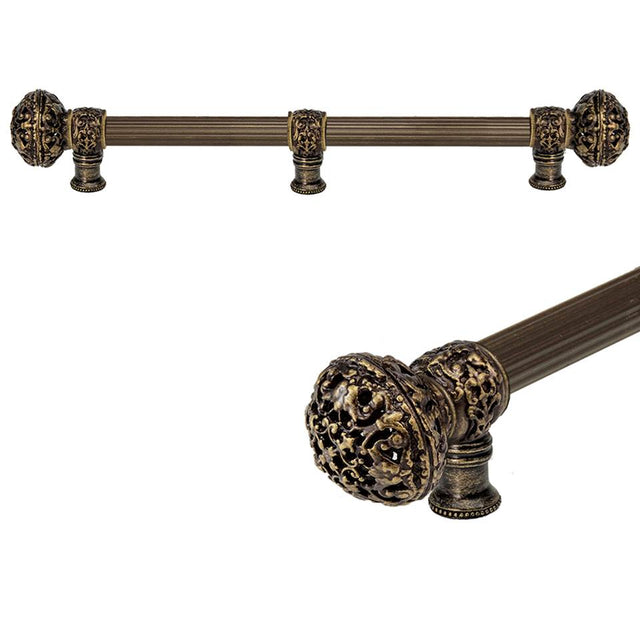 Carpe Diem Hardware - Juliane Grace 18'' O.C. Approx w/ 5/8'' Reeded Center Long Pull Large Finial w/ Center Brace - Gilded Mercury