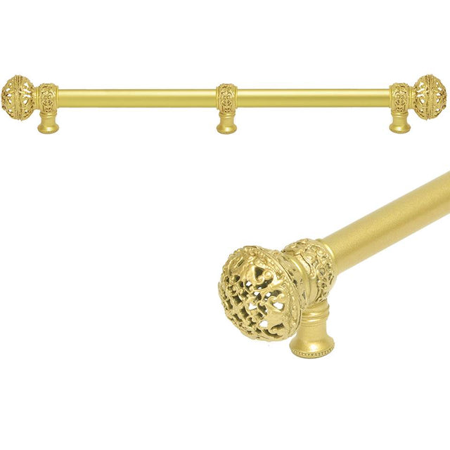 Carpe Diem Hardware - Juliane Grace 22'' O.C. Approx w/ 5/8'' Smooth Center Long Pull Large Finial w/ Center Brace - Gilded Mercury