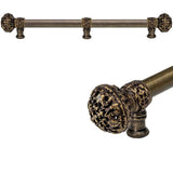 Carpe Diem Hardware - Juliane Grace 22'' O.C. (Approximately) With 5/8'' Smooth Center Long Pull and Center Brace Large Finial In Antique Brass. - Antique Brass