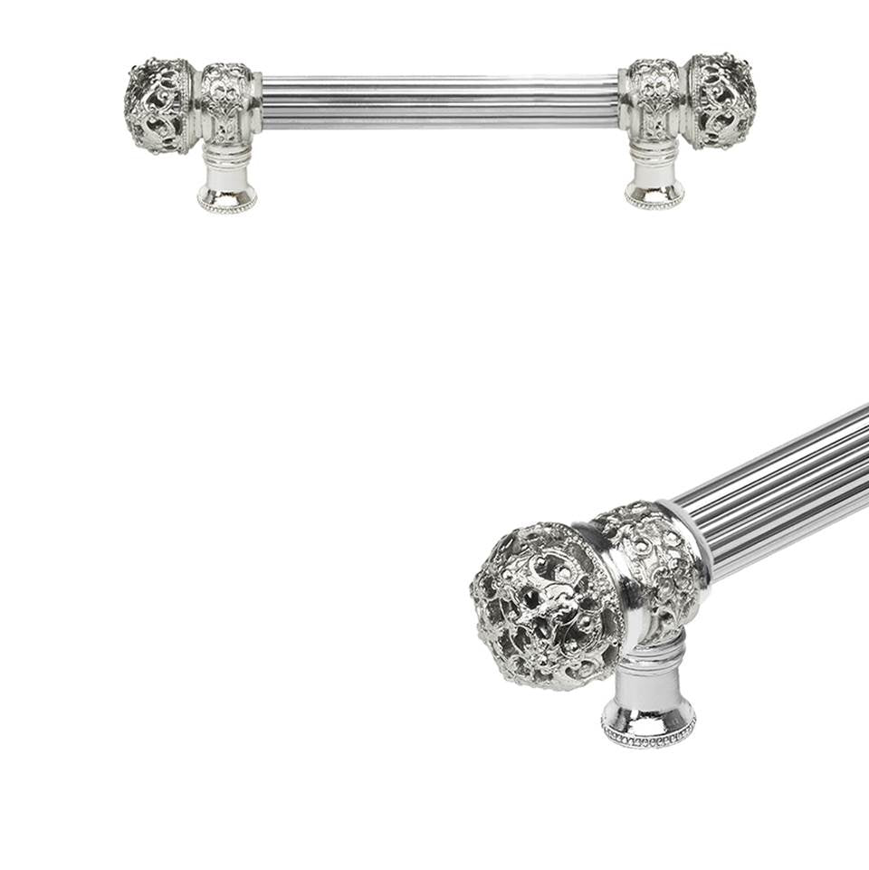 Carpe Diem Hardware - Juliane Grace 6'' O.C. (Approximately) With 5/8'' Reeded Center Long Pull Small Finial In Platinum. - Platinum