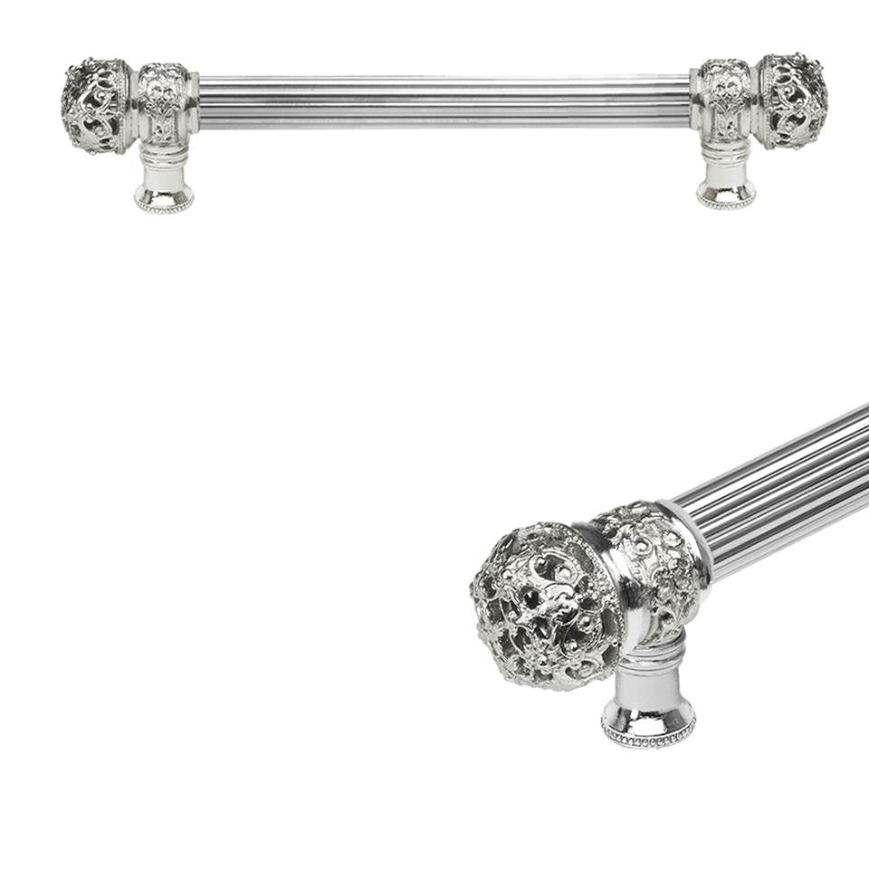 Carpe Diem Hardware - Juliane Grace 9'' O.C. (Approximately) With 5/8'' Reeded Center Long Pull Small Finial In Platinum. - Platinum