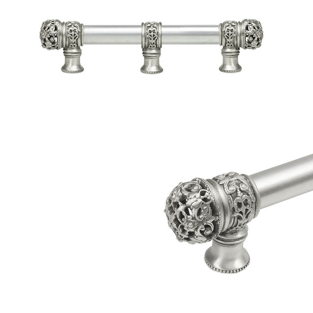 Carpe Diem Hardware - Juliane Grace 6'' O.C. (Approximately) With 5/8'' Smooth Center Long Pull and Center Brace Small Finial In Satin. - Satin