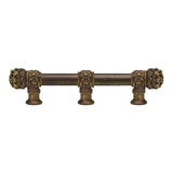 Carpe Diem Hardware - Juliane Grace 6'' O.C. (Approximately) With 5/8'' Smooth Center Long Pull and Center Brace Small Finial In Antique Brass. - Antique Brass