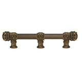 Carpe Diem Hardware - Juliane Grace 6'' O.C. (Approximately) With 5/8'' Reeded Center Long Pull and Center Brace Small Finial In Antique Brass. - Antique Brass