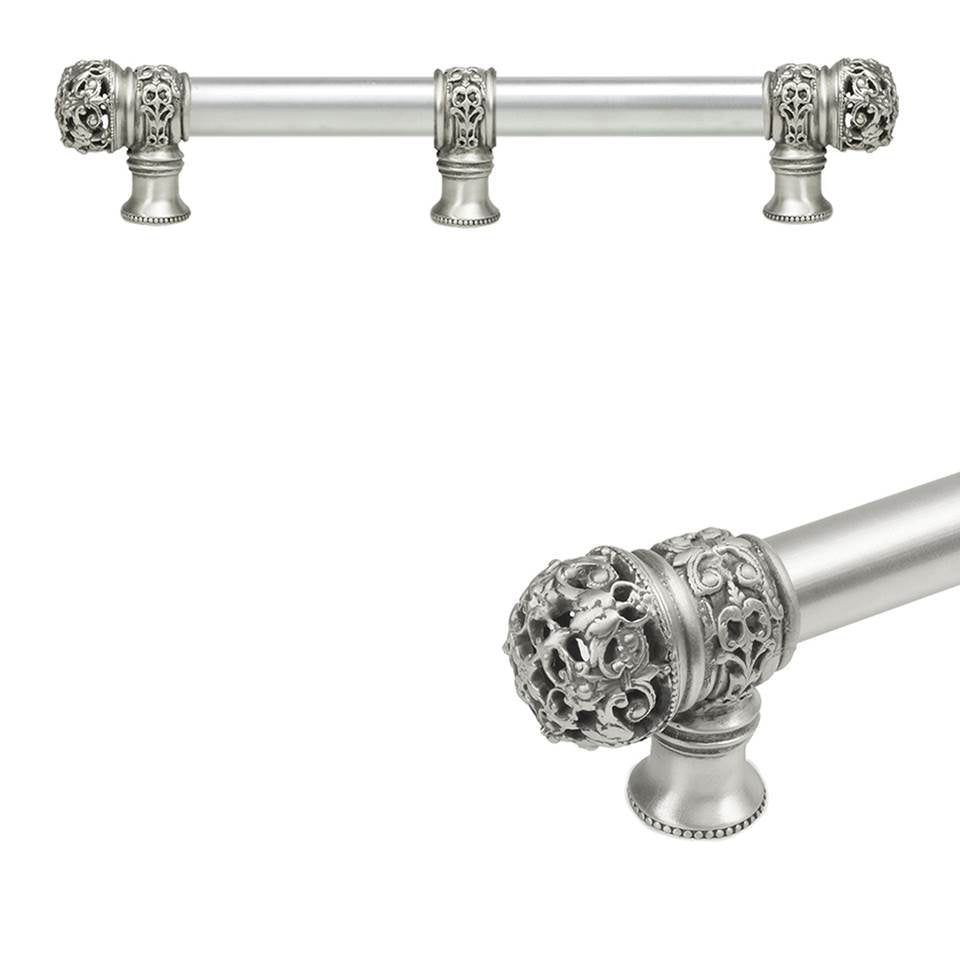 Carpe Diem Hardware - Juliane Grace 9'' O.C. (Approximately) With 5/8'' Smooth Center Long Pull and Center Brace Small Finial In Satin. - Satin