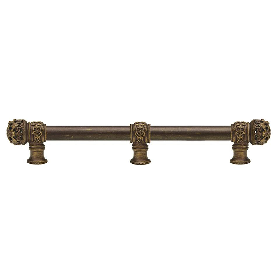 Carpe Diem Hardware - Juliane Grace 12'' O.C. (Approximately) With 5/8'' Smooth Center Long Pull and Center Brace Small Finial In Antique Brass. - Antique Brass